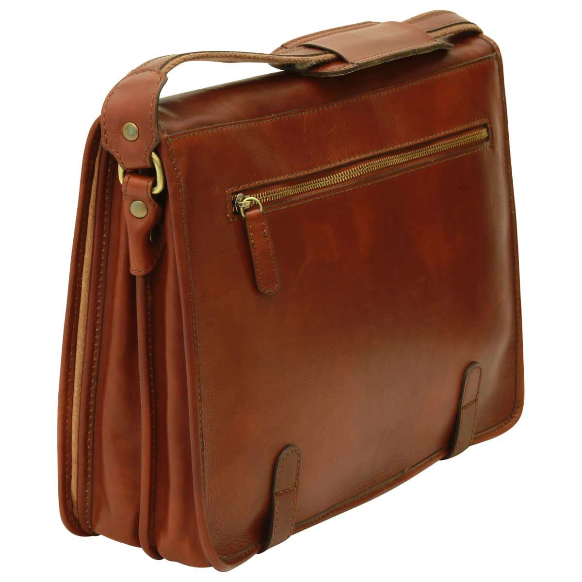 Calfskin Nappa Messenger Bag - Mahogany Brown