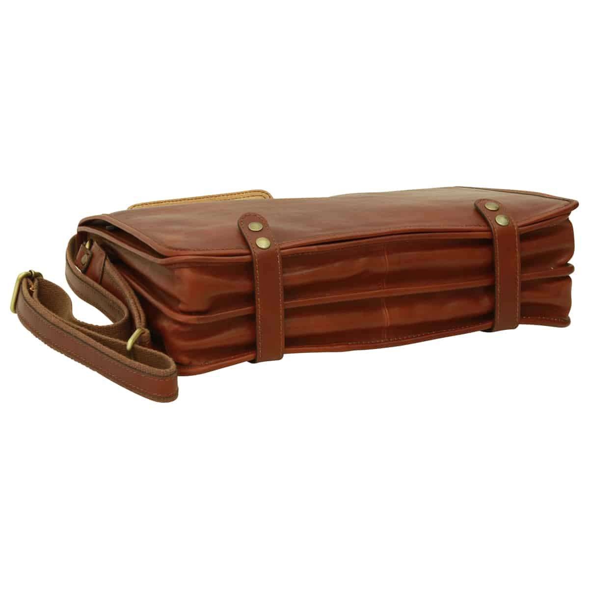 Calfskin Nappa Messenger Bag - Mahogany Brown