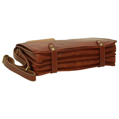 Calfskin Nappa Messenger Bag - Mahogany Brown