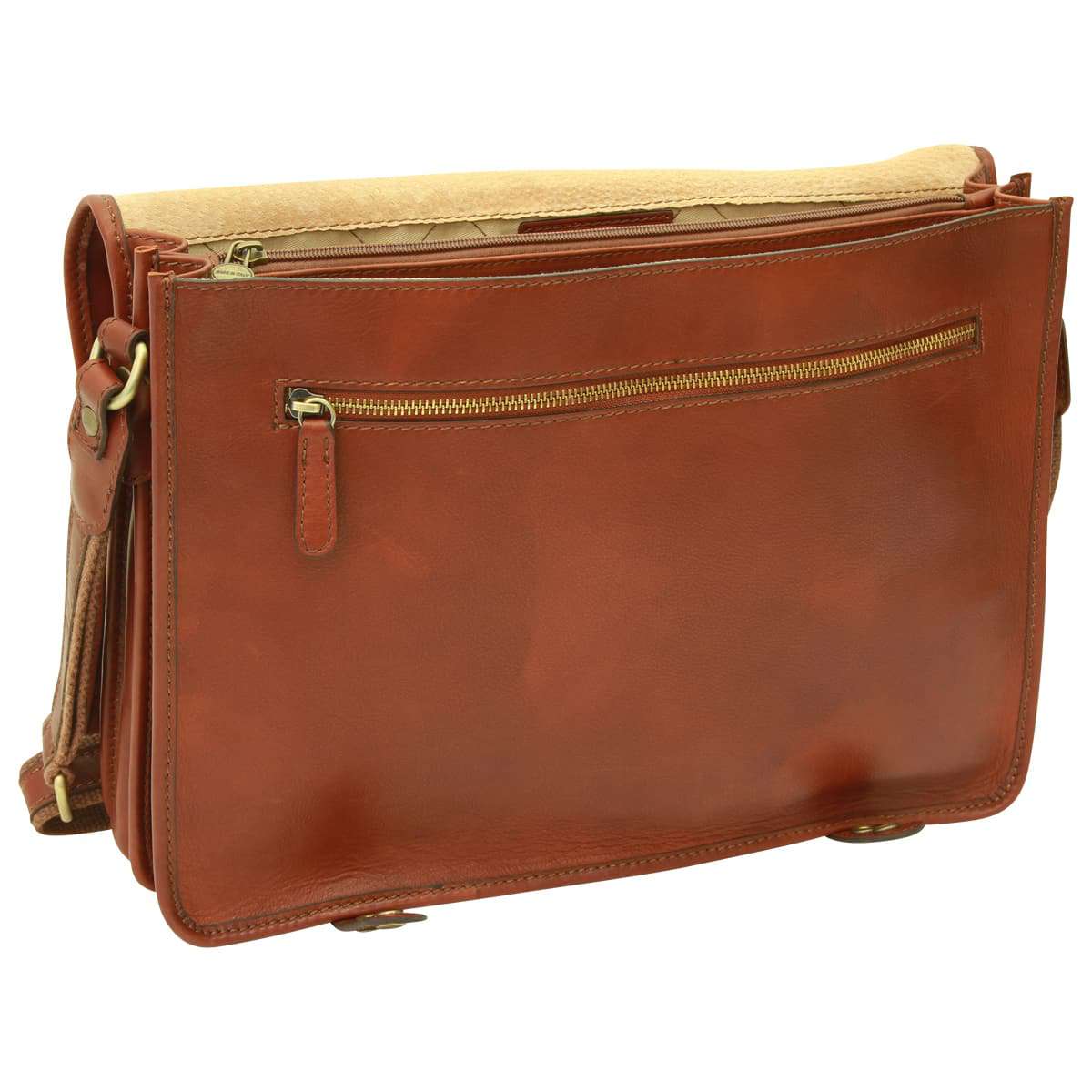 Calfskin Nappa Messenger Bag - Mahogany Brown