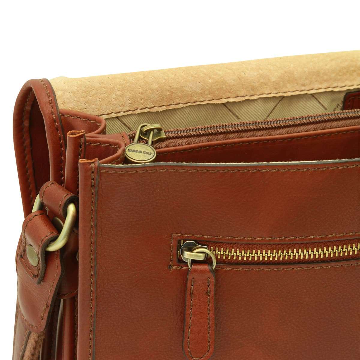 Calfskin Nappa Messenger Bag - Mahogany Brown