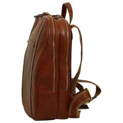 Soft Calfskin Leather Laptop Backpack With Backside Troller Strap