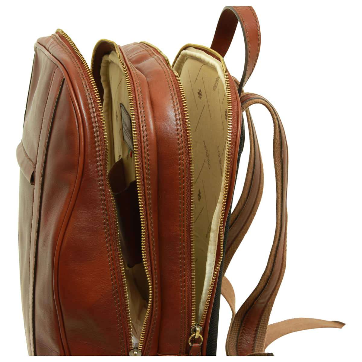 Soft Calfskin Leather Laptop Backpack With Backside Troller Strap