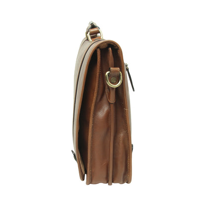 Leather briefcase - chestnut