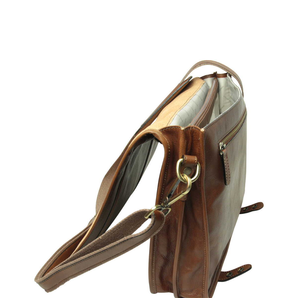 Leather briefcase - chestnut