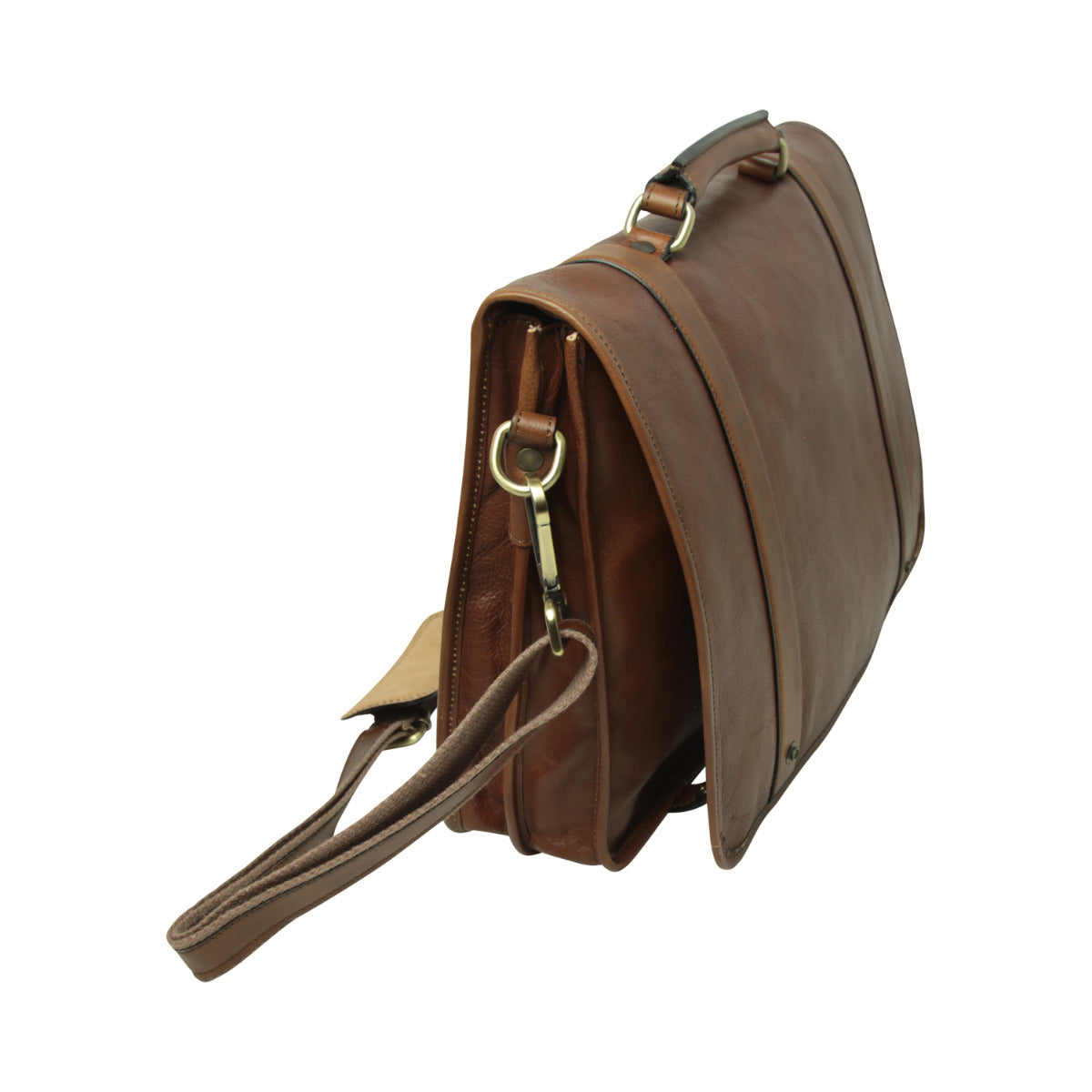 Leather briefcase - chestnut