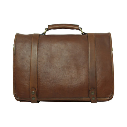 Leather briefcase - chestnut
