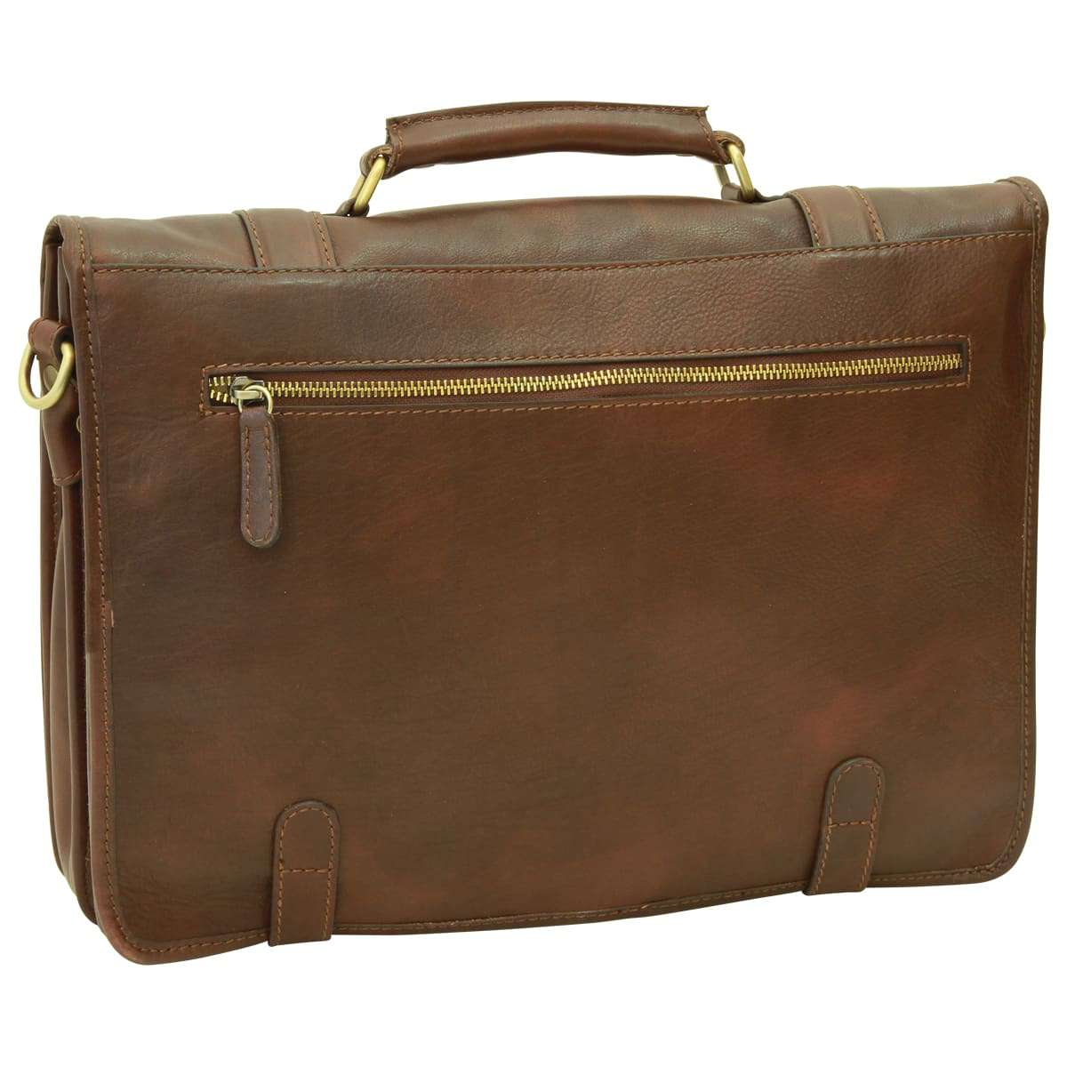 Calfskin Nappa leather briefcase - dark brown