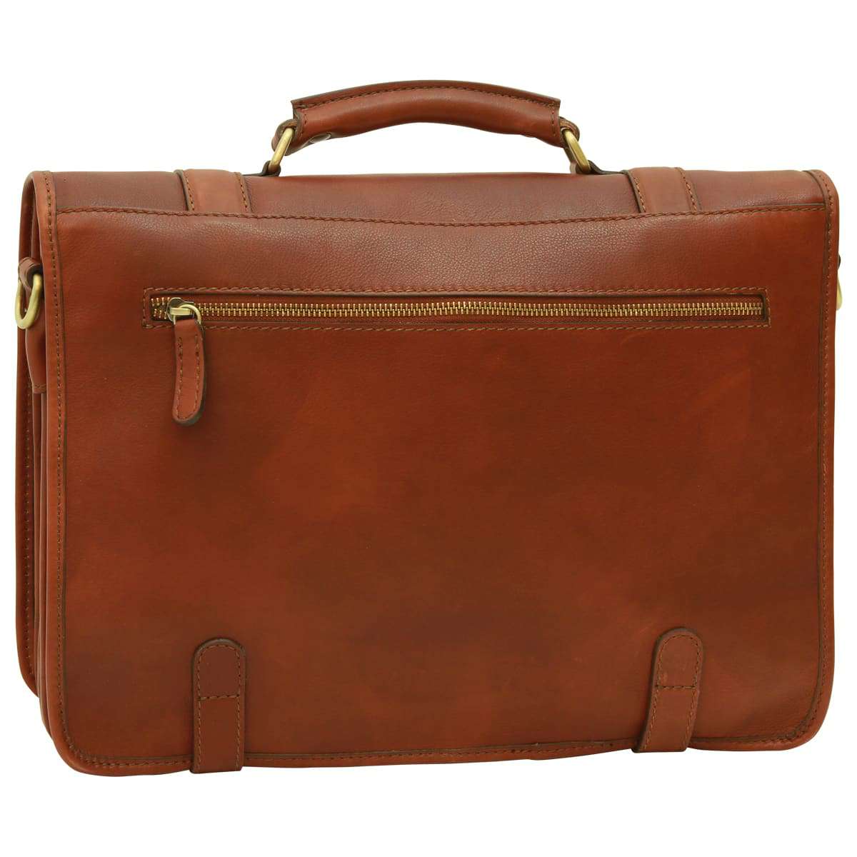Calfskin Nappa leather briefcase - Mahogany Brown