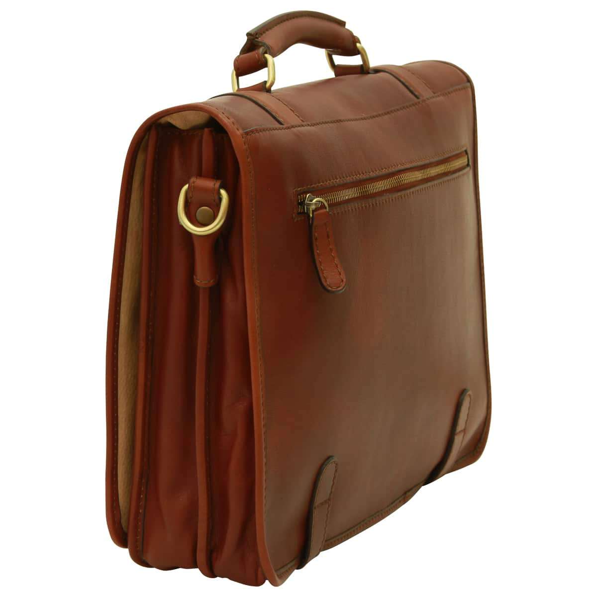 Calfskin Nappa leather briefcase - Mahogany Brown