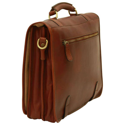 Calfskin Nappa leather briefcase - Mahogany Brown