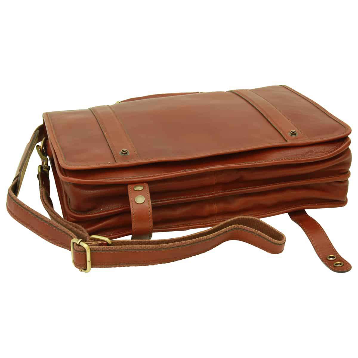 Calfskin Nappa leather briefcase - Mahogany Brown