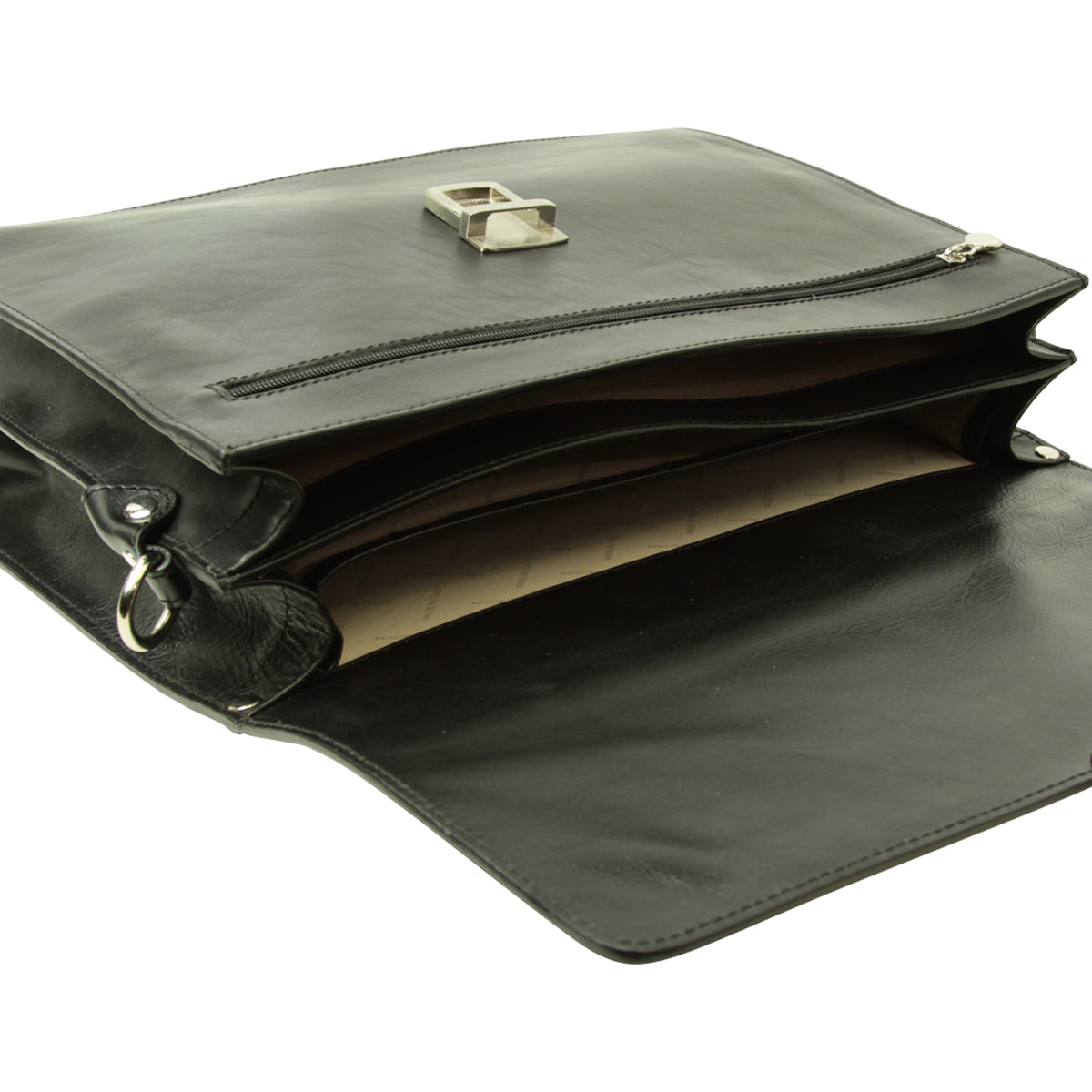Leather Laptop Briefcase - Black