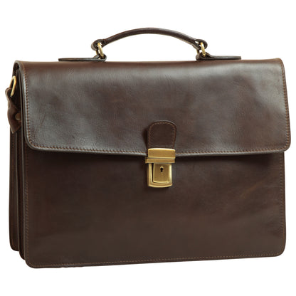 Leather computer bag for men – Dark Brown