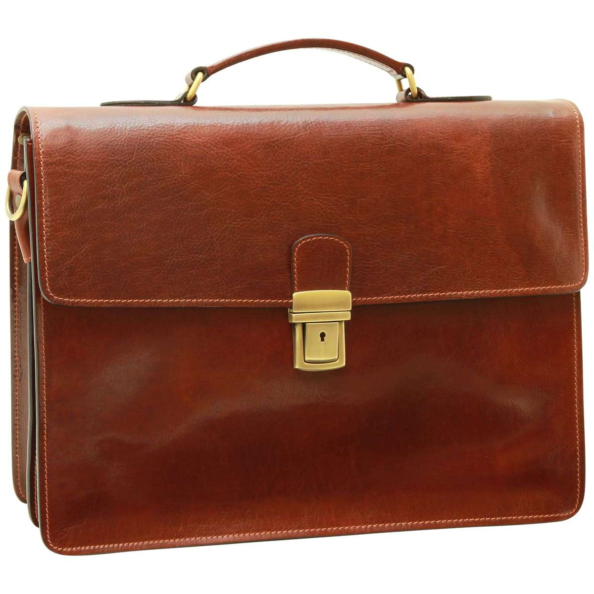 Leather computer bag for men – Brown