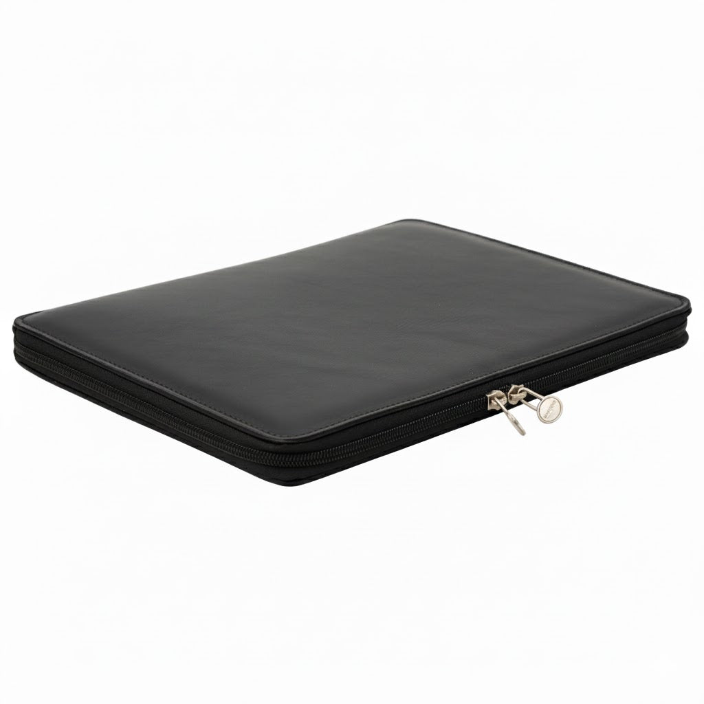 Cowhide leather portfolio - Black