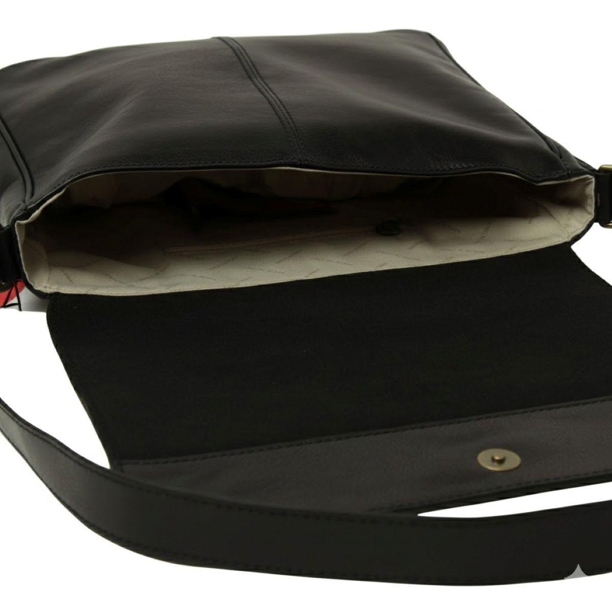 Full grain leather messenger - black