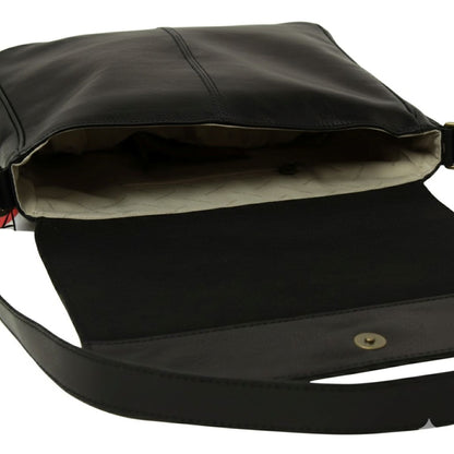 Full grain leather messenger - black