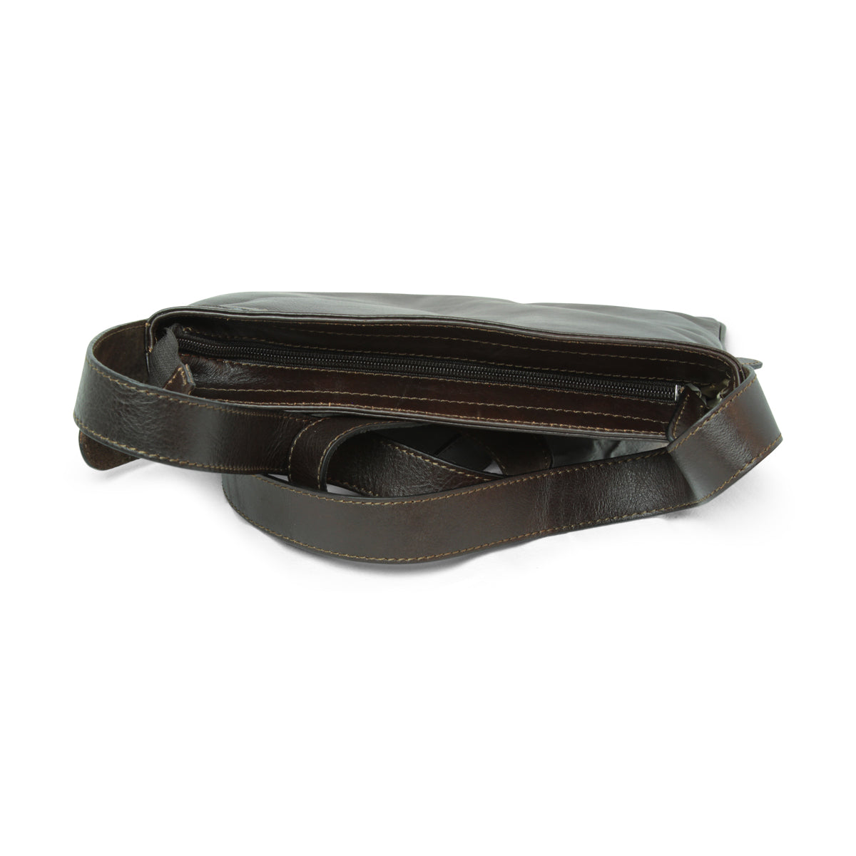 Leather cross body bag - dark brown