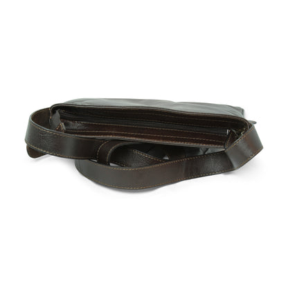 Leather cross body bag - dark brown