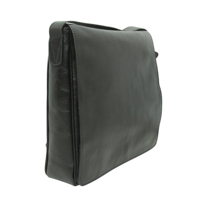 Full grain leather messenger - black