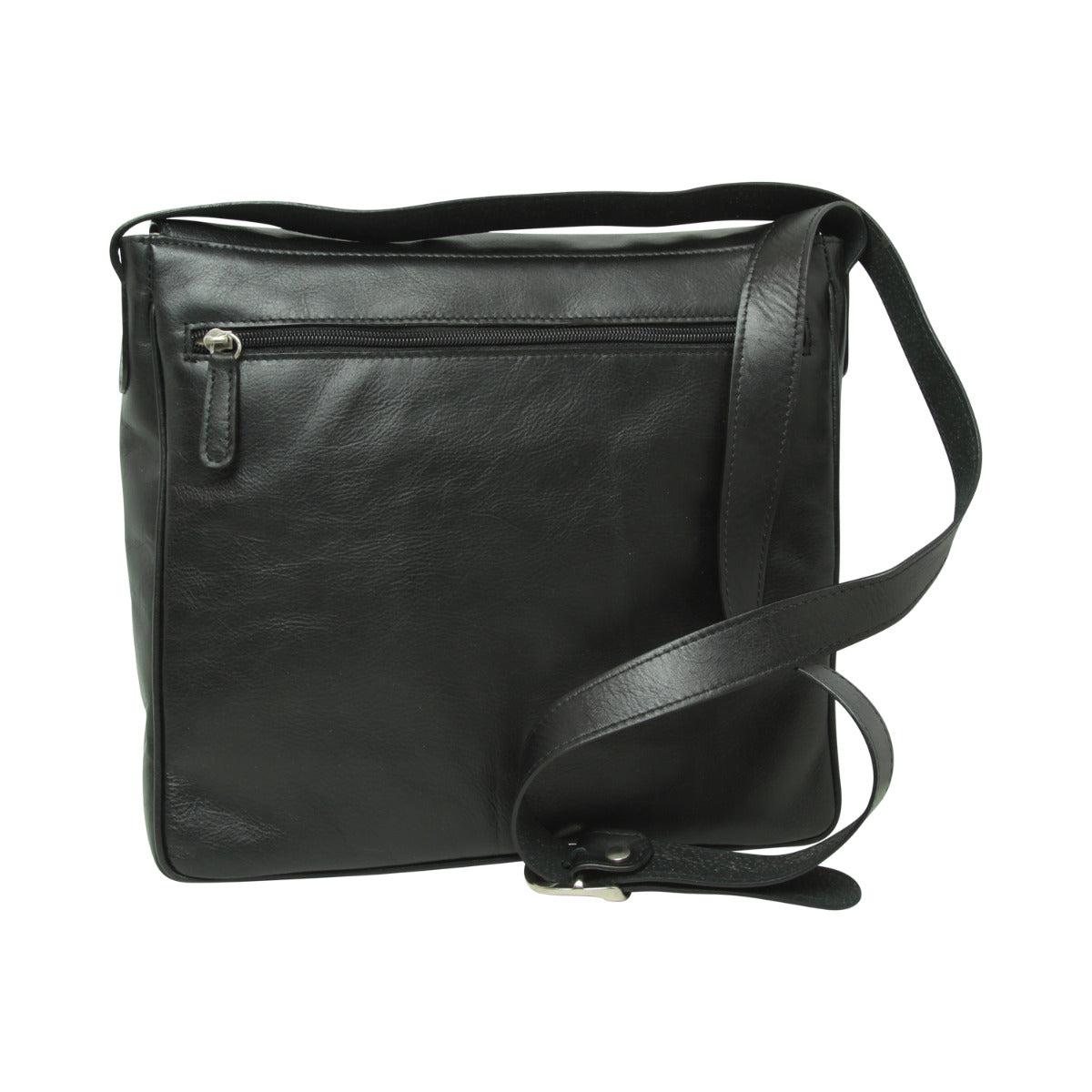 Full grain leather messenger - black