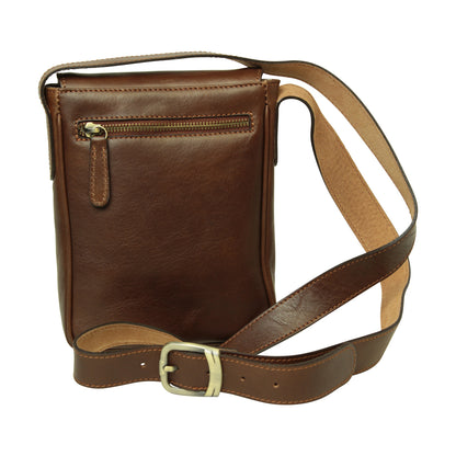 Cowhide leather cross body bag- Chestnut