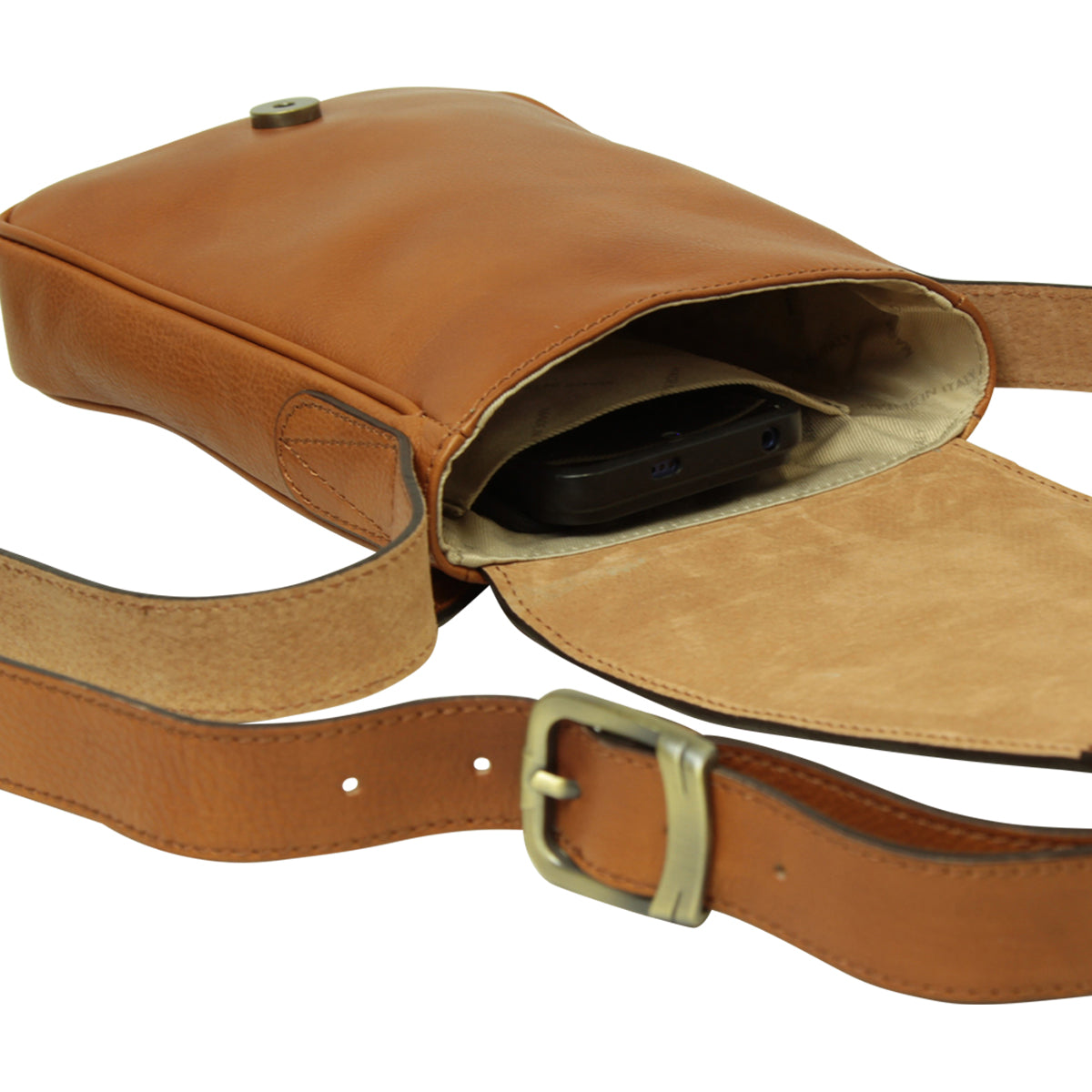 Cowhide leather cross body bag- Brown Colonial