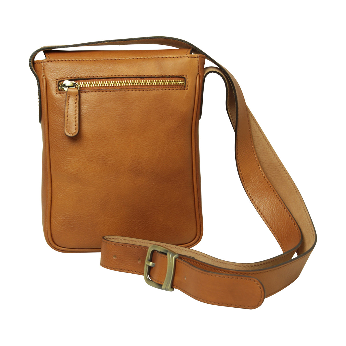 Cowhide leather cross body bag- Brown Colonial