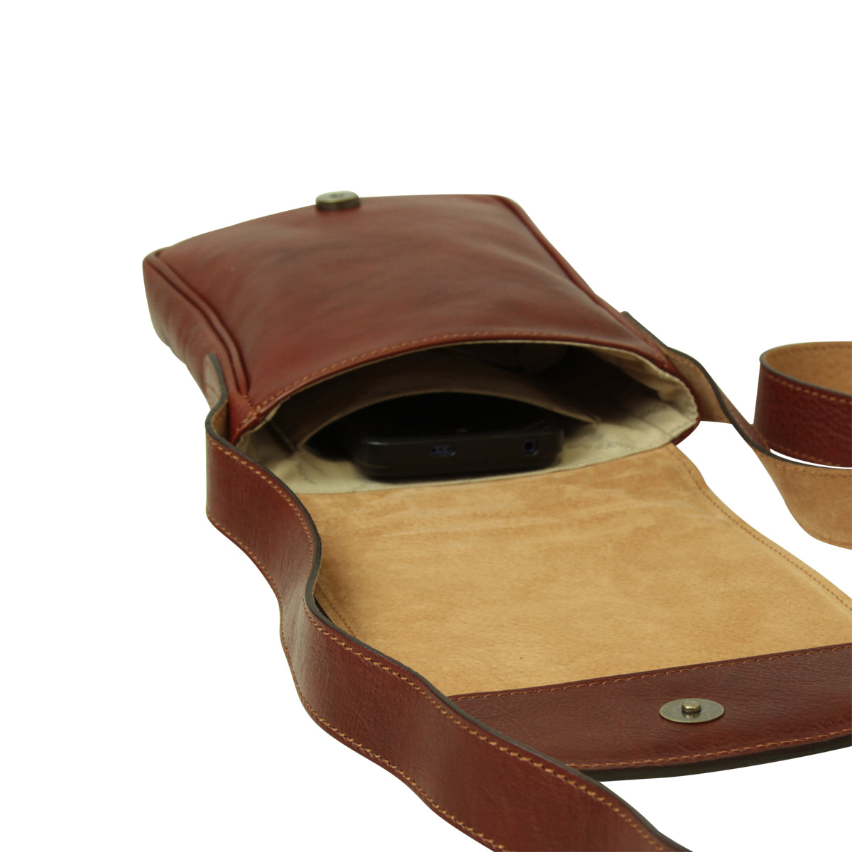 Cowhide leather cross body bag- Mahogany Brown