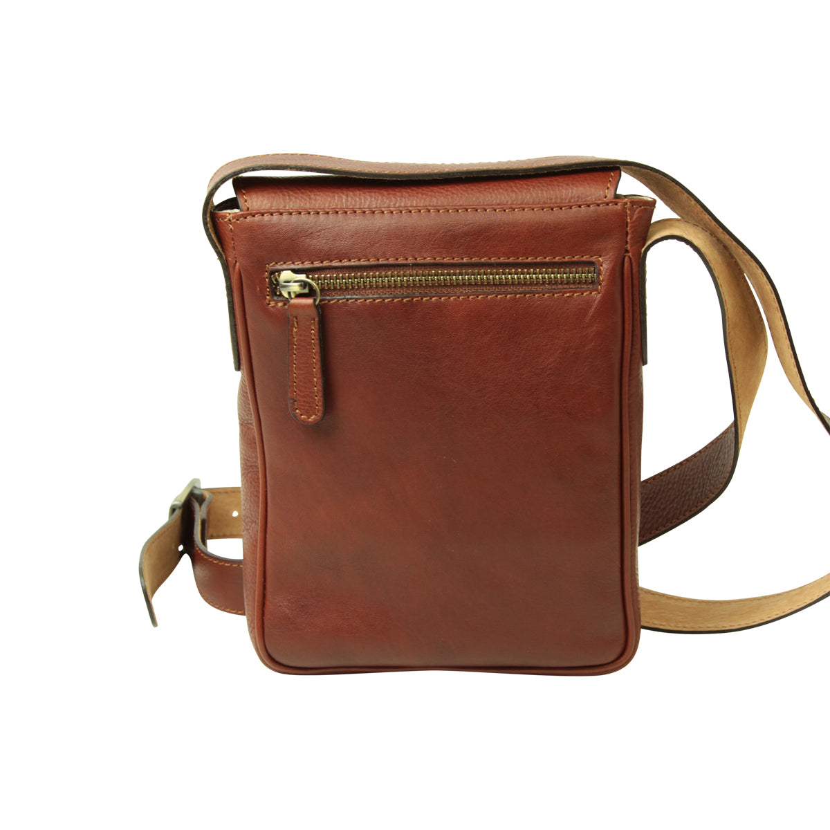 Cowhide leather cross body bag- Mahogany Brown