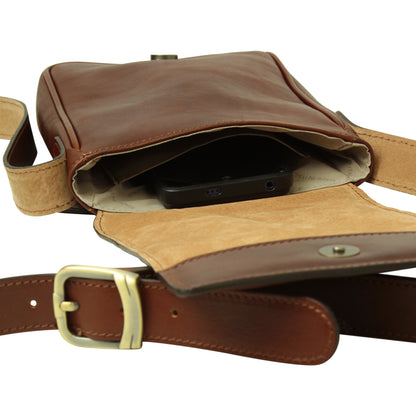 Cowhide leather cross body bag - Brown