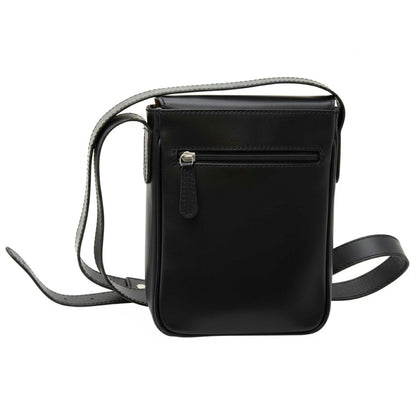 Cowhide leather cross body bag- Black