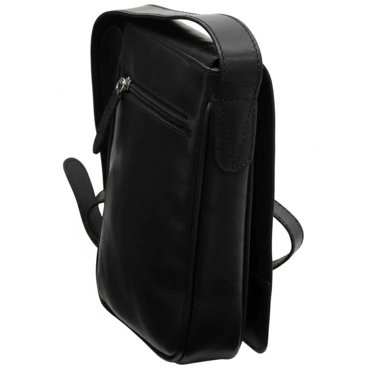 Cowhide leather cross body bag- Black