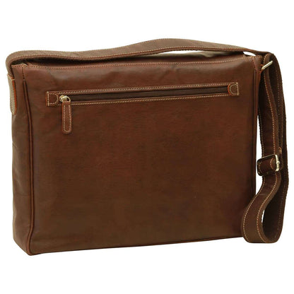 Oiled Calfskin Leather Messenger Bag - Chestnut
