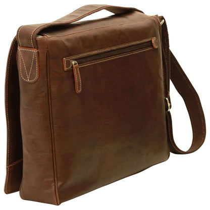 Oiled Calfskin Leather Messenger Bag - Chestnut