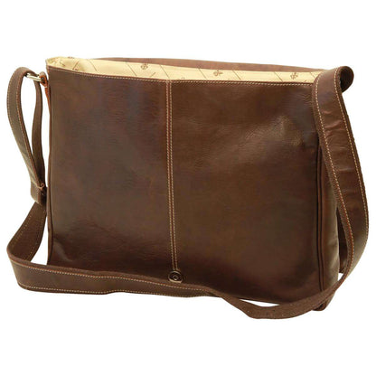 Oiled Calfskin Leather Messenger Bag - Chestnut