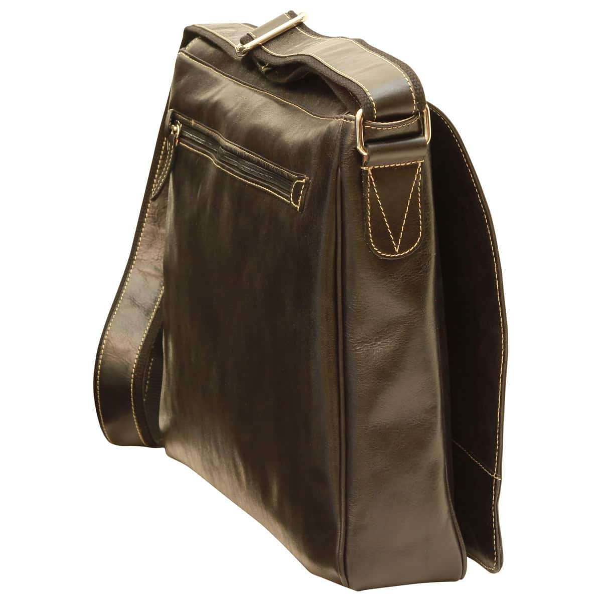 Calfskin leather messenger bag - Black