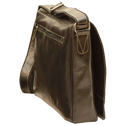 Calfskin leather messenger bag - Black