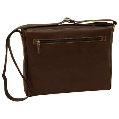 Oiled Calfskin leather messenger bag - Dark Brown