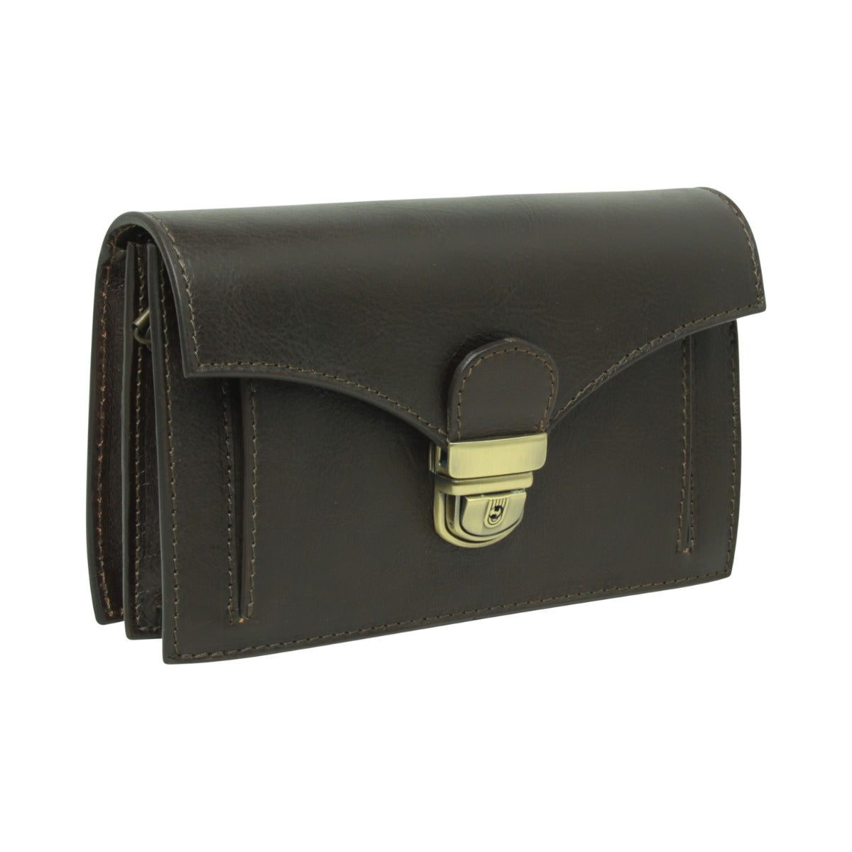 Leather clutch - dark brown