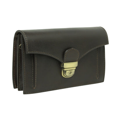 Leather clutch - dark brown