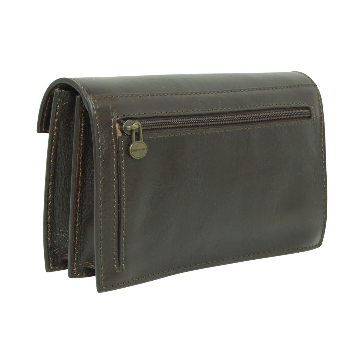 Leather clutch - dark brown