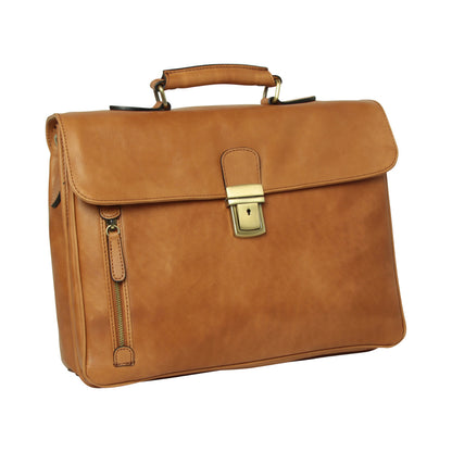 Full grain leather briefcase - Colonial Brown