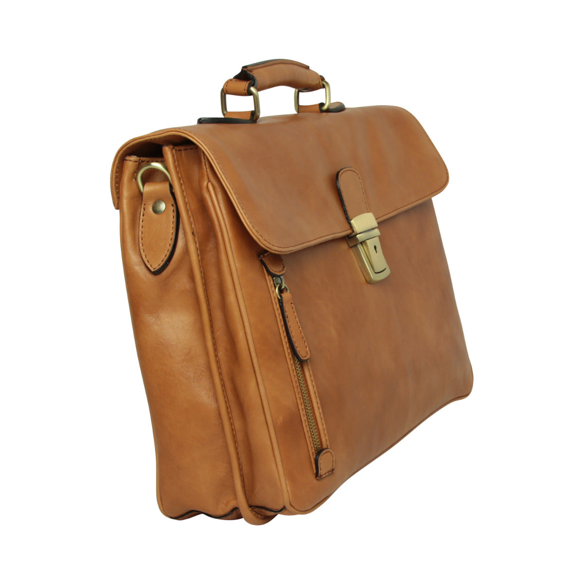 Full grain leather briefcase - Colonial Brown
