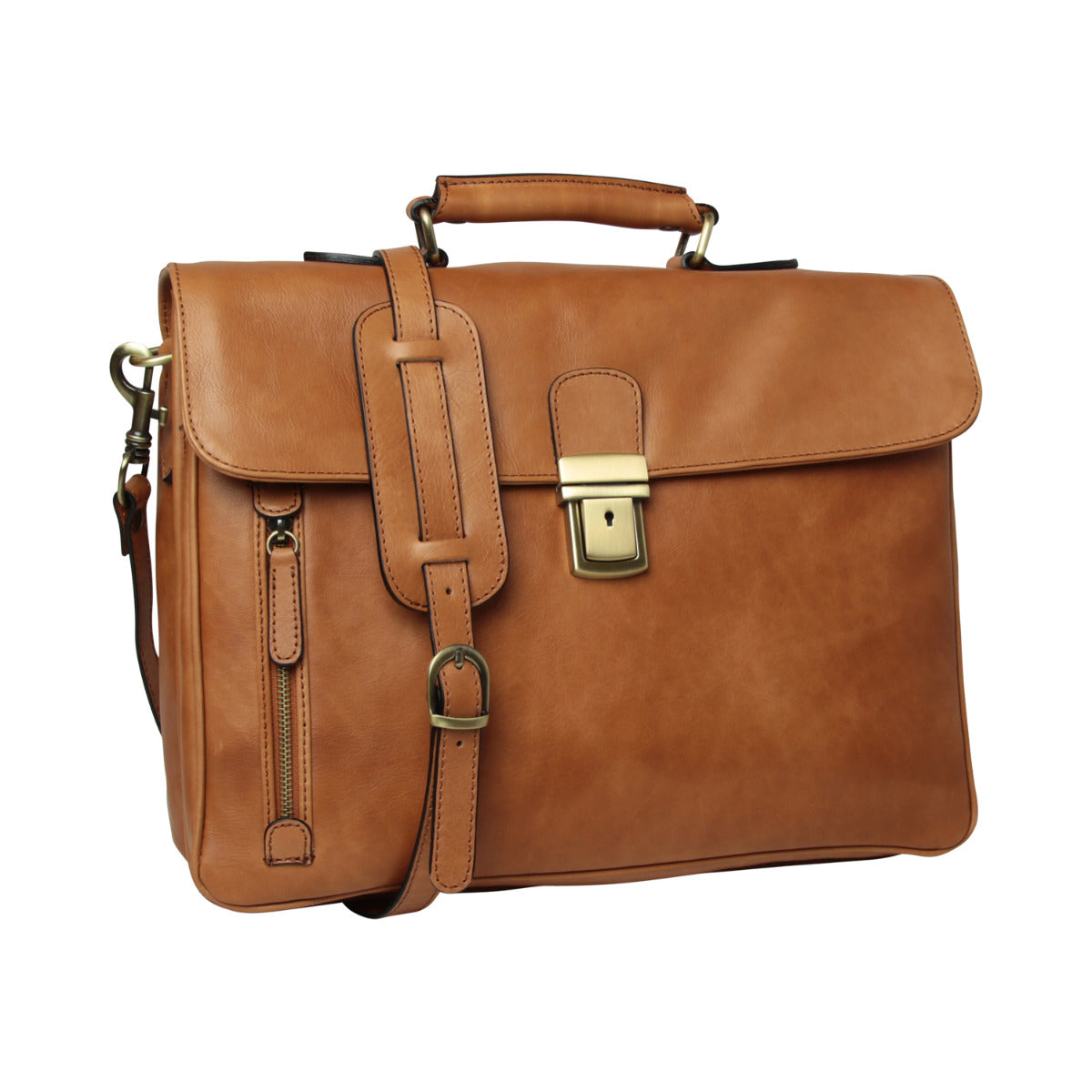 Full grain leather briefcase - Colonial Brown
