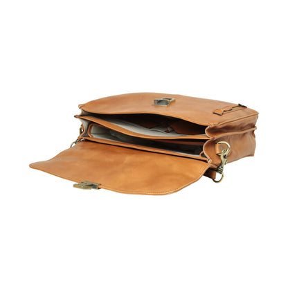 Full grain leather briefcase - Colonial Brown