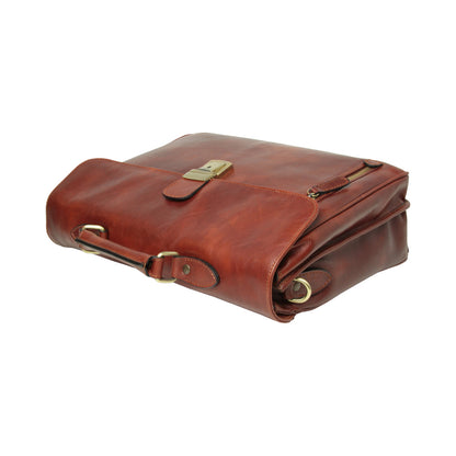 Full grain leather briefcase - Mahogany Brown