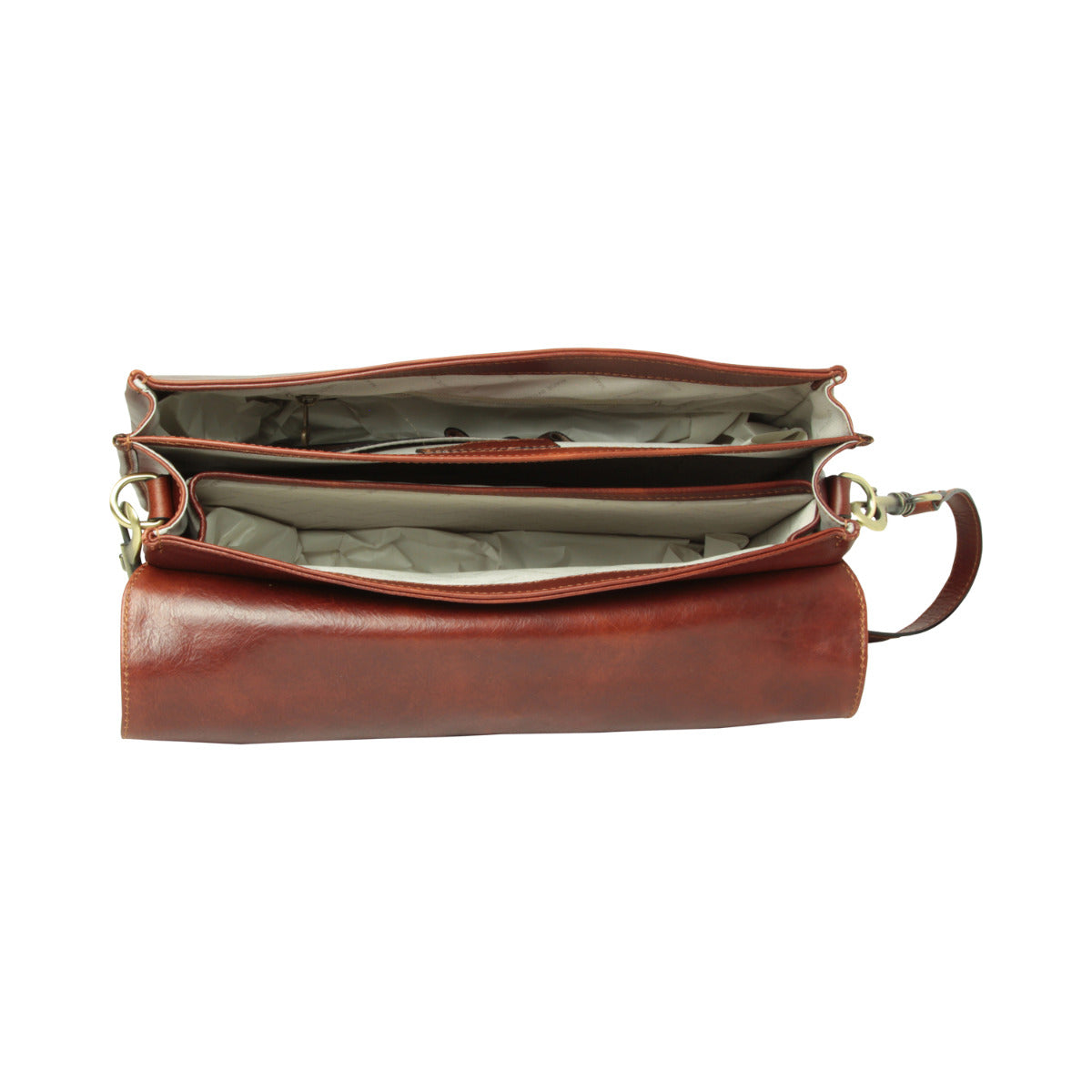 Full grain leather briefcase - Mahogany Brown