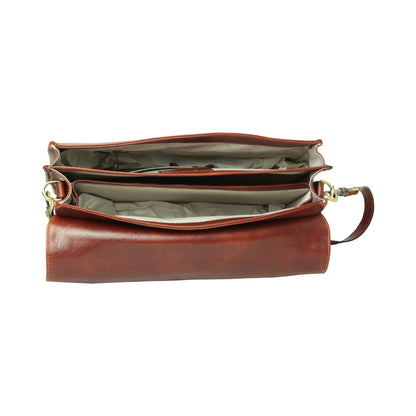 Full grain leather briefcase - Mahogany Brown